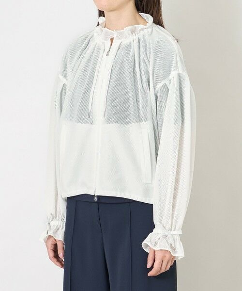 TO BE CHIC / トゥー ビー シック ノーカラージャケット | ラッセルエアリー フリルショートブルゾン | 詳細5