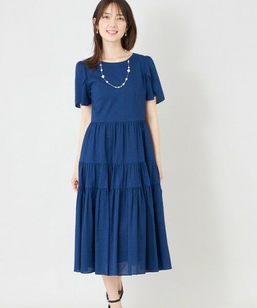 TO BE CHIC / トゥー ビー シック ロング・マキシ丈ワンピース | 【予約販売】ウェーブローン エアリーティアードドレス（ターコイズ１）