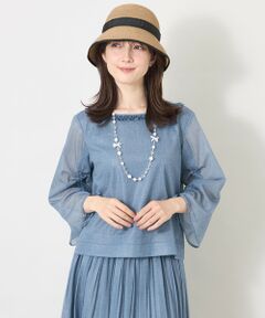 TO BE CHIC / トゥー ビー シック シャツ・ブラウス | デニムプリント フリルボートネックブラウス