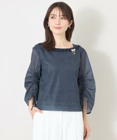 TO BE CHIC / トゥー ビー シック シャツ・ブラウス | デニムプリント フリルボートネックブラウス