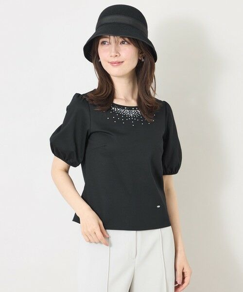 TO BE CHIC / トゥー ビー シック カットソー | ビジュー＆ホットフィックス カットソー（ブラック1）