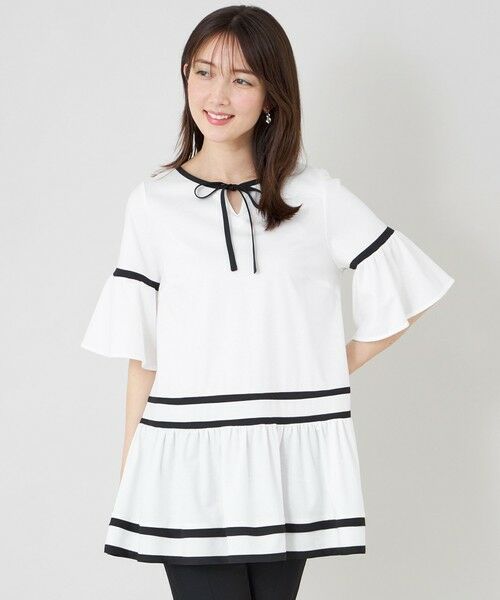 TO BE CHIC / トゥー ビー シック カットソー | バイカラーカットソー チュニック（オフホワイト1）