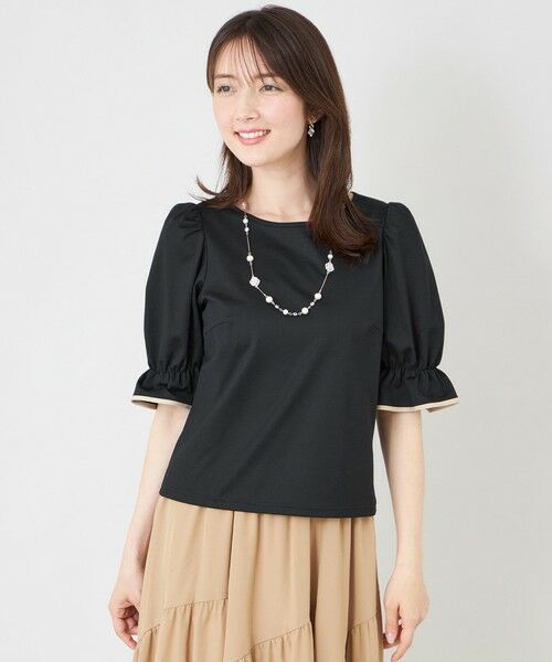 TO BE CHIC / トゥー ビー シック カットソー | ポイントリボン デザインプルオーバー（ブラック1）