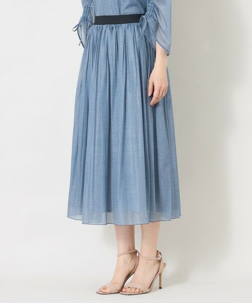 TO BE CHIC / トゥー ビー シック ロング・マキシ丈スカート | デニムプリント エアリープリーツスカート | 詳細6