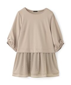 TO BE CHIC / トゥー ビー シック カットソー | シアーアクセント パールビジューチュニック
