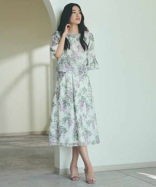 TO BE CHIC / トゥー ビー シック ロング・マキシ丈スカート | ライラックプリント ボリュームタックスカート | 詳細1