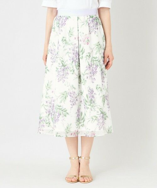 TO BE CHIC / トゥー ビー シック ロング・マキシ丈スカート | ライラックプリント ボリュームタックスカート | 詳細5