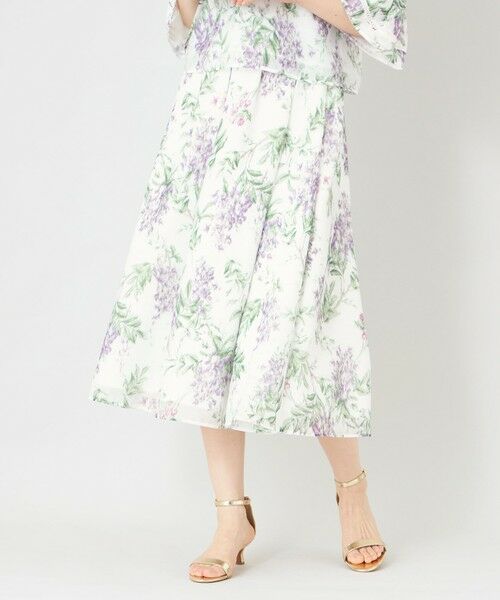 TO BE CHIC / トゥー ビー シック ロング・マキシ丈スカート | ライラックプリント ボリュームタックスカート | 詳細10