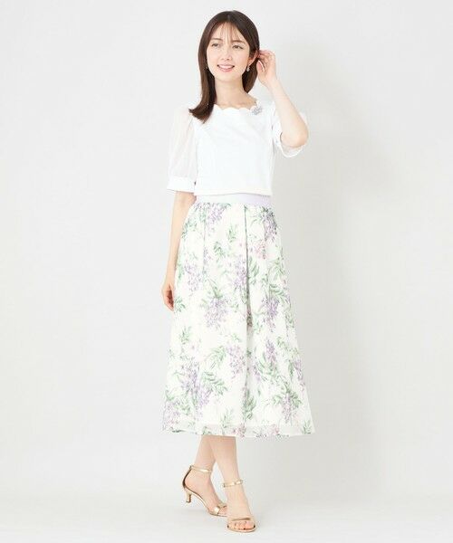 TO BE CHIC / トゥー ビー シック ロング・マキシ丈スカート | ライラックプリント ボリュームタックスカート | 詳細3