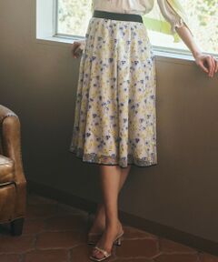 TO BE CHIC / トゥー ビー シック ロング・マキシ丈スカート | カモミール刺しゅう チュールフレアスカート