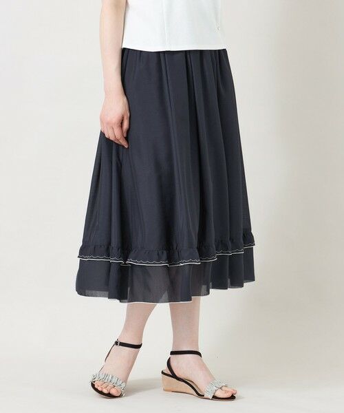 TO BE CHIC / トゥー ビー シック ロング・マキシ丈スカート | ライトタッチ ギャザーフリルスカート（ネイビー１）