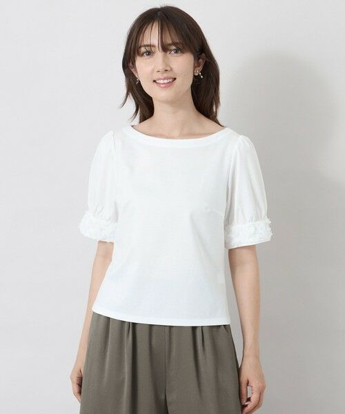 TO BE CHIC / トゥー ビー シック カットソー | フラワーチュール ドッキングカットソー(オフホワイト1)