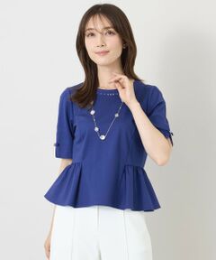 TO BE CHIC / トゥー ビー シック カットソー | ルミエール ビジューネックペプラムトップス