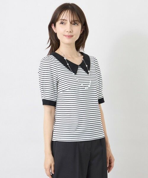 TO BE CHIC / トゥー ビー シック カットソー | デザインネック ボーダーカットソー | 詳細9