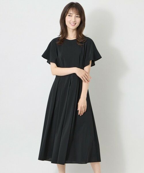TO BE CHIC / トゥー ビー シック ロング・マキシ丈ワンピース | ウールライク ドレープフレア ワンピース（ブラック1）