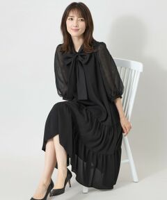 TO BE CHIC / トゥー ビー シック ロング・マキシ丈ワンピース | シアースリーブ ボウタイティアード ワンピース