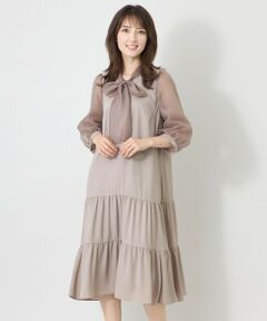 TO BE CHIC / トゥー ビー シック ロング・マキシ丈ワンピース | シアースリーブ ボウタイティアード ワンピース
