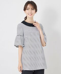 TO BE CHIC / トゥー ビー シック カットソー | デザインネック ボーダーチュニック