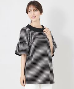 TO BE CHIC / トゥー ビー シック カットソー | デザインネック ボーダーチュニック