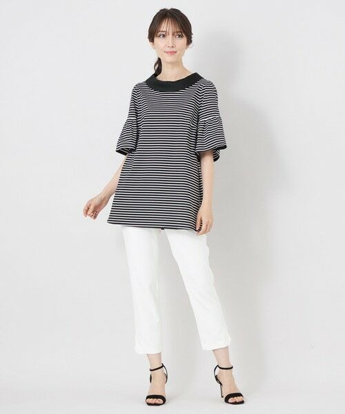TO BE CHIC / トゥー ビー シック カットソー | デザインネック ボーダーチュニック | 詳細2