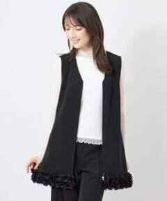 TO BE CHIC / トゥー ビー シック ノーカラージャケット | マットダンボール ロングフレアジレ