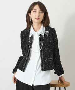 TO BE CHIC / トゥー ビー シック ノーカラージャケット | ファンシーツィード ノーカラージップジャケット
