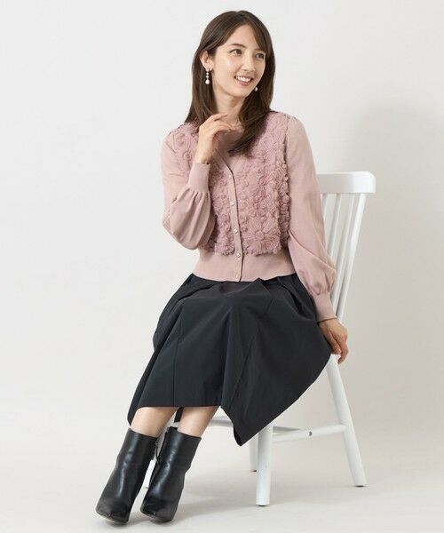TO BE CHIC / トゥー ビー シック ブルゾン | フラワーチュールドッキング ニットカーディガン | 詳細2