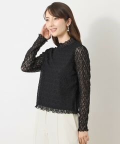 TO BE CHIC / トゥー ビー シック カットソー | ストレッチレース ハイネックプルオーバー