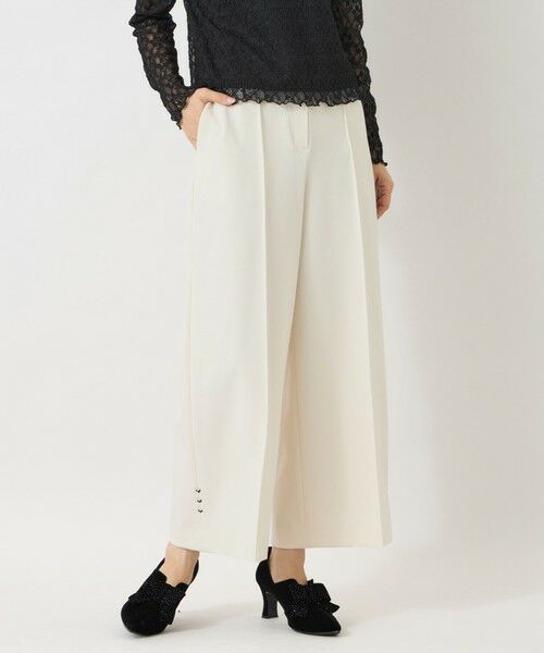 TO BE CHIC / トゥー ビー シック その他パンツ | ウールライクストレッチ ワイドパンツ(オフホワイト1)