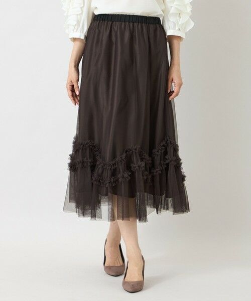 TO BE CHIC / トゥー ビー シック ロング・マキシ丈スカート | ヘキサチュール ギャザースカート（ブラウン２）