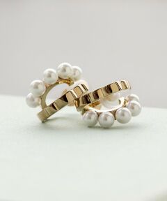 PEARL CLOVER HOOP EARRINGS イヤリング