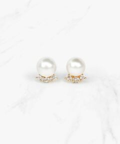 【WEB限定】FRILL DIAMOND PEARL PIERCED EARRINGS K10ゴールド 淡水パール ダイヤモンドピアス