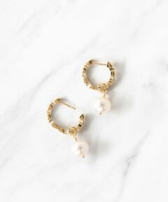 【WEB限定】DAISY PETAL HOOP PIERCED EARRINGS K10ゴールド 淡水パール 2WAYピアス