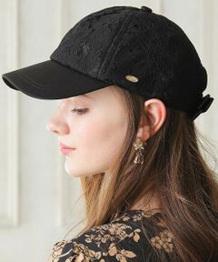 【つば部分UV90%以上カット・吸水速乾・抗菌防臭・洗える・サイズ調整可】LACE CAP リボンが外せる 2WAYレース素材キャップ