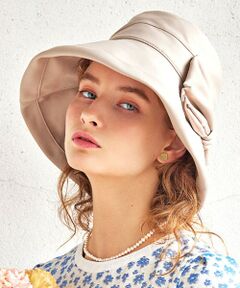 【UV90%カット・吸水速乾・抗菌防臭・接触冷感・洗える・サイズ調整可】BIG RIBBON WIDE BRIM HAT ハット