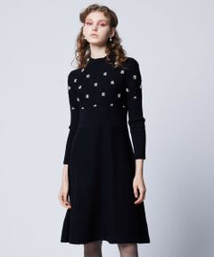 【洗える！】PEARL BOUQUET KNITDRESS ニットドレス