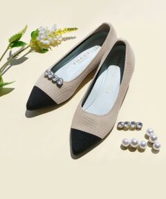 【軽量・撥水・お洗濯可・選べるシュークリップ】steppi×TOCCA BICOLOR POINTED PUMPS パンプス