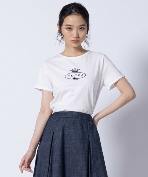 TOCCA/トッカ 【洗える】HALLMARK FLOCKY LOGO TEE Tシャツ アイボリー系 M TOCCA/トッカ 【洗える】HALLMARK FLOCKY LOGO TEE Tシャツ アイボリー系 M