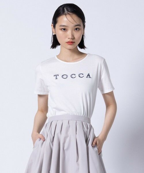 TOCCA/トッカ 【洗える】TEXT LOGO TEE Tシャツ アイボリー系 M TOCCA/トッカ 【洗える】TEXT LOGO TEE Tシャツ アイボリー系 M