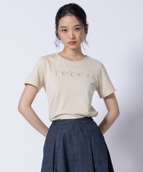 TOCCA/トッカ 【洗える】TEXT LOGO TEE Tシャツ ベージュ系 M TOCCA/トッカ 【洗える】TEXT LOGO TEE Tシャツ ベージュ系 M