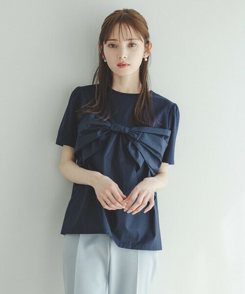 TOCCA/トッカ 【洗える】PRESENT RIBBON Tシャツ ネイビー系 M TOCCA/トッカ 【洗える】PRESENT RIBBON Tシャツ ネイビー系 M