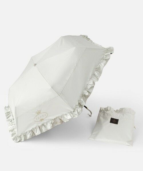 TOCCA / トッカ 傘 | 【晴雨兼用・UVカット100%生地】LOGO FRILL UMBRELLA 折り畳み傘 収納バッグ付き（[新色]アイボリー系）