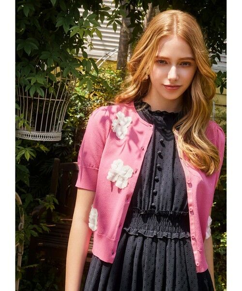 TOCCA/トッカ 【洗える】FLOWER POP 半袖カーディガン ピンク系 M TOCCA/トッカ 【洗える】FLOWER POP 半袖カーディガン ピンク系 M