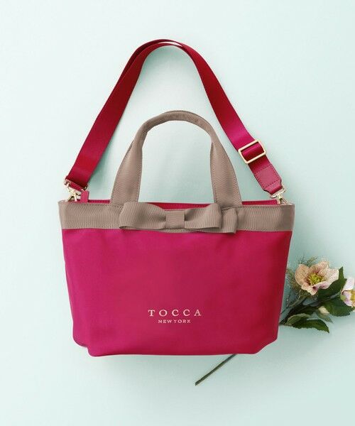 TOCCA / トッカ トートバッグ | 【キャンセル分販売中!】Link of My Wish カスタマイズトートバッグ(ピンク×ベージュリボン×テキストロゴ)