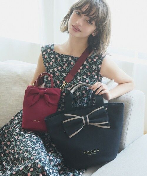 TOCCA キャンバス トートバッグ ブラック リボン item6d64a3d835d211ee9bb00242ac