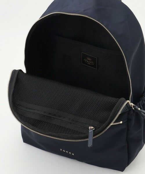 TOCCA ブラック バックパック ポーチ付き A4サイズ対応・撥水・PCポケット付き】SIDE RIBBON BACKPACK
