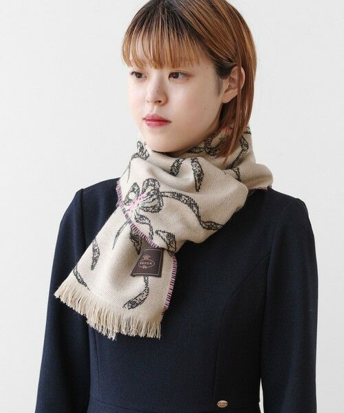 TOCCA/トッカ SHAKE RIBBON JAQUARD STOLE ストール アイボリー系 F TOCCA/トッカ SHAKE RIBBON JAQUARD STOLE ストール アイボリー系 F