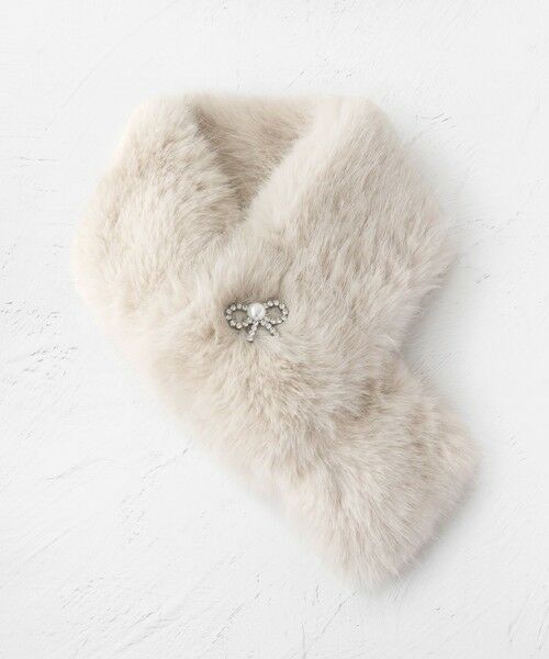 TOCCA / トッカ マフラー・ショール・スヌード・ストール | 【百田夏菜子さん着用】【ブローチ取り外し可】BIJOUX RIBBON FURTIPPET ティペット | 詳細3