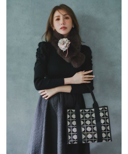 TOCCA / トッカ マフラー・ショール・スヌード・ストール | 【百田夏菜子さん着用】【ブローチ取り外し可】BIJOUX RIBBON FURTIPPET ティペット | 詳細8