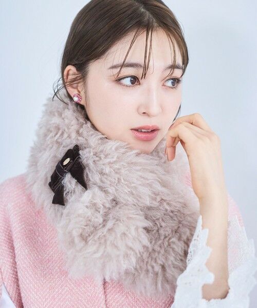 TOCCA / トッカ マフラー・ショール・スヌード・ストール | 【ブローチ取り外し可】VELVET RIBBON FURTIPPET ティペット（ベージュ系）